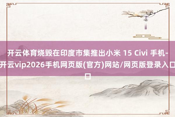 开云体育烧毁在印度市集推出小米 15 Civi 手机-开云vip2026手机网页版(官方)网站/网页版登录入口