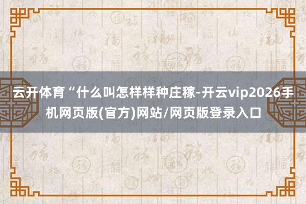 云开体育“什么叫怎样样种庄稼-开云vip2026手机网页版(官方)网站/网页版登录入口