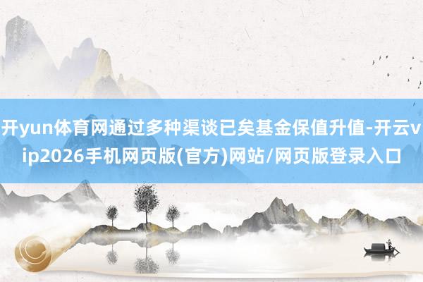 开yun体育网通过多种渠谈已矣基金保值升值-开云vip2026手机网页版(官方)网站/网页版登录入口